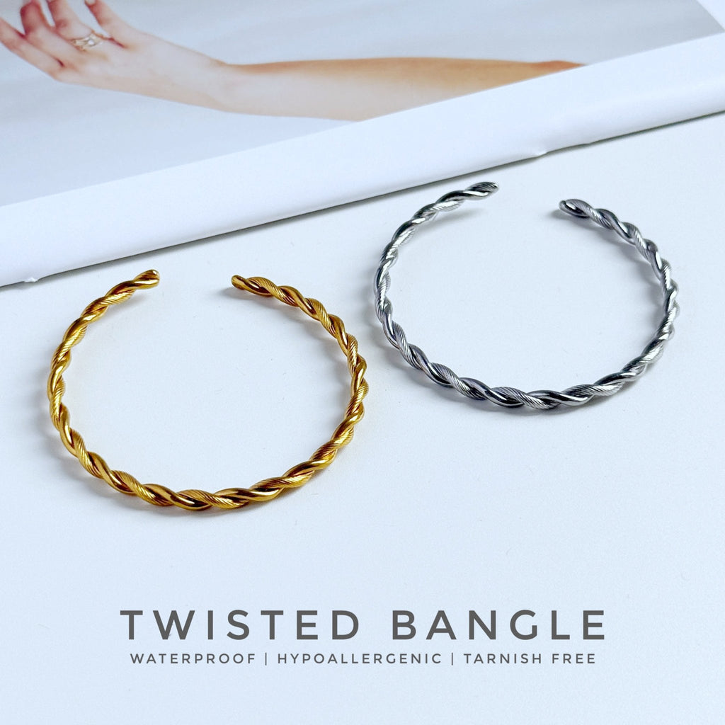アクセサリー LET IT BE Stamped & Twisted Bangle Twisted Open Bangle– Aisha Wong