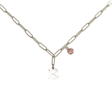 Alphabet Birthstone Paperclip Necklace Silver (A-G)