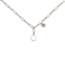 Alphabet Birthstone Paperclip Necklace Silver (O-U)