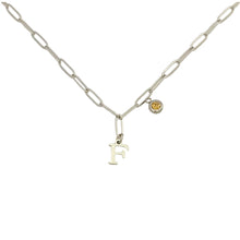 Alphabet Birthstone Paperclip Necklace Silver (A-G)