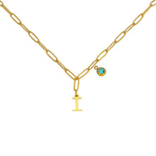 Alphabet Birthstone Paperclip Necklace Gold (H-N)
