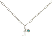 Alphabet Birthstone Paperclip Necklace Silver (H-N)