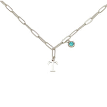 Alphabet Birthstone Paperclip Necklace Silver (O-U)