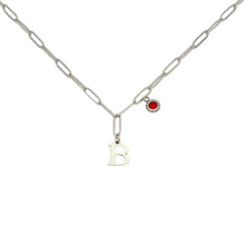 Alphabet Birthstone Paperclip Necklace Silver (A-G)