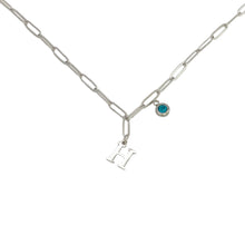 Alphabet Birthstone Paperclip Necklace Silver (H-N)