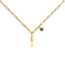 Alphabet Birthstone Paperclip Necklace Gold (H-N)
