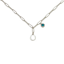 Alphabet Birthstone Paperclip Necklace Silver (O-U)