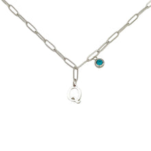 Alphabet Birthstone Paperclip Necklace Silver (O-U)