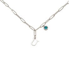 Alphabet Birthstone Paperclip Necklace Silver (O-U)