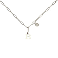 Alphabet Birthstone Paperclip Necklace Silver (A-G)