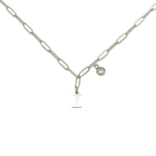 Alphabet Birthstone Paperclip Necklace Silver (H-N)
