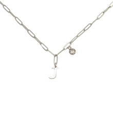 Alphabet Birthstone Paperclip Necklace Silver (H-N)