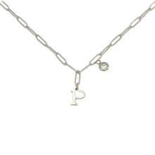 Alphabet Birthstone Paperclip Necklace Silver (O-U)