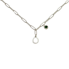 Alphabet Birthstone Paperclip Necklace Silver (O-U)