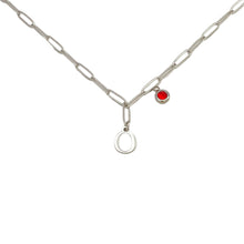 Alphabet Birthstone Paperclip Necklace Silver (O-U)