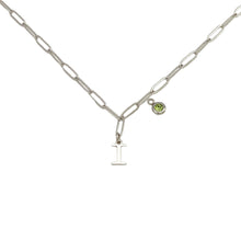 Alphabet Birthstone Paperclip Necklace Silver (H-N)