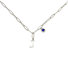 Alphabet Birthstone Paperclip Necklace Silver (H-N)