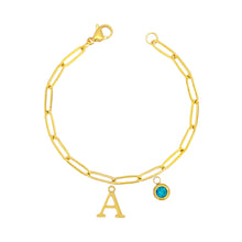 Alphabet Birthstone Paperclip Bracelet Gold (A-G) aishawng