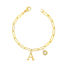 Alphabet Birthstone Paperclip Bracelet Gold (A-G) aishawng