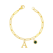 Alphabet Birthstone Paperclip Bracelet Gold (A-G) aishawng