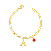 Alphabet Birthstone Paperclip Bracelet Gold (A-G) aishawng