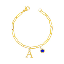 Alphabet Birthstone Paperclip Bracelet Gold (A-G) aishawng