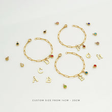 Alphabet Birthstone Paperclip Bracelet Gold (A-G) aishawng