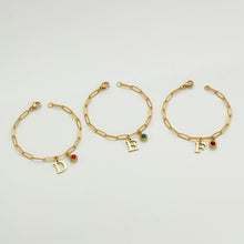 Alphabet Birthstone Paperclip Bracelet Gold (H-N) aishawng