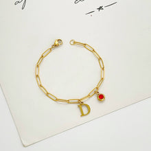 Alphabet Birthstone Paperclip Bracelet Gold (H-N) aishawng