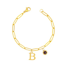Alphabet Birthstone Paperclip Bracelet Gold (A-G) aishawng
