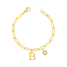 Alphabet Birthstone Paperclip Bracelet Gold (A-G) aishawng