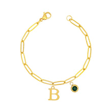 Alphabet Birthstone Paperclip Bracelet Gold (A-G) aishawng