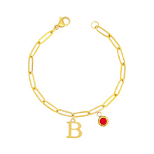 Alphabet Birthstone Paperclip Bracelet Gold (A-G) aishawng
