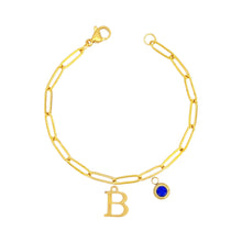 Alphabet Birthstone Paperclip Bracelet Gold (A-G) aishawng