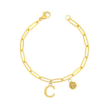 Alphabet Birthstone Paperclip Bracelet Gold (A-G) aishawng