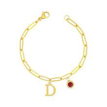 Alphabet Birthstone Paperclip Bracelet Gold (A-G) aishawng