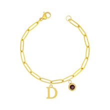 Alphabet Birthstone Paperclip Bracelet Gold (A-G) aishawng