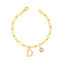 Alphabet Birthstone Paperclip Bracelet Gold (A-G) aishawng