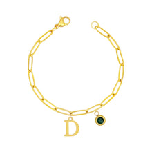 Alphabet Birthstone Paperclip Bracelet Gold (A-G) aishawng