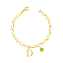 Alphabet Birthstone Paperclip Bracelet Gold (A-G) aishawng