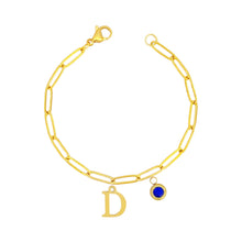 Alphabet Birthstone Paperclip Bracelet Gold (A-G) aishawng