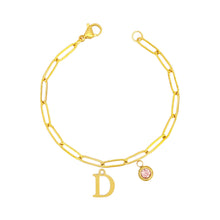 Alphabet Birthstone Paperclip Bracelet Gold (A-G) aishawng