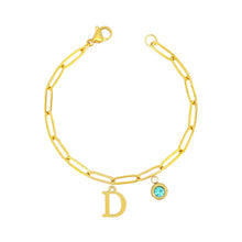 Alphabet Birthstone Paperclip Bracelet Gold (A-G) aishawng
