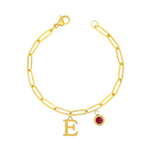 Alphabet Birthstone Paperclip Bracelet Gold (A-G) aishawng