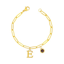 Alphabet Birthstone Paperclip Bracelet Gold (A-G) aishawng