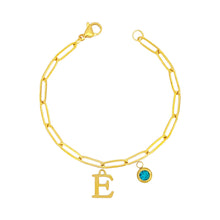 Alphabet Birthstone Paperclip Bracelet Gold (A-G) aishawng