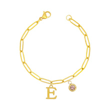 Alphabet Birthstone Paperclip Bracelet Gold (A-G) aishawng
