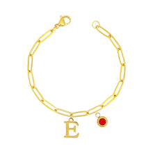 Alphabet Birthstone Paperclip Bracelet Gold (A-G) aishawng