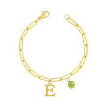 Alphabet Birthstone Paperclip Bracelet Gold (A-G) aishawng