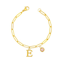 Alphabet Birthstone Paperclip Bracelet Gold (A-G) aishawng
